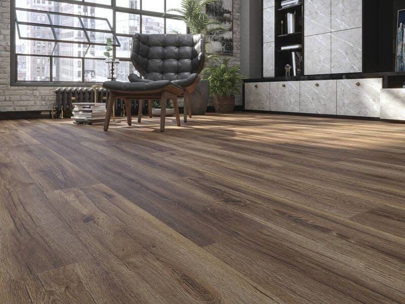 Vista del material instalado de Cliparquet Roble Jerez