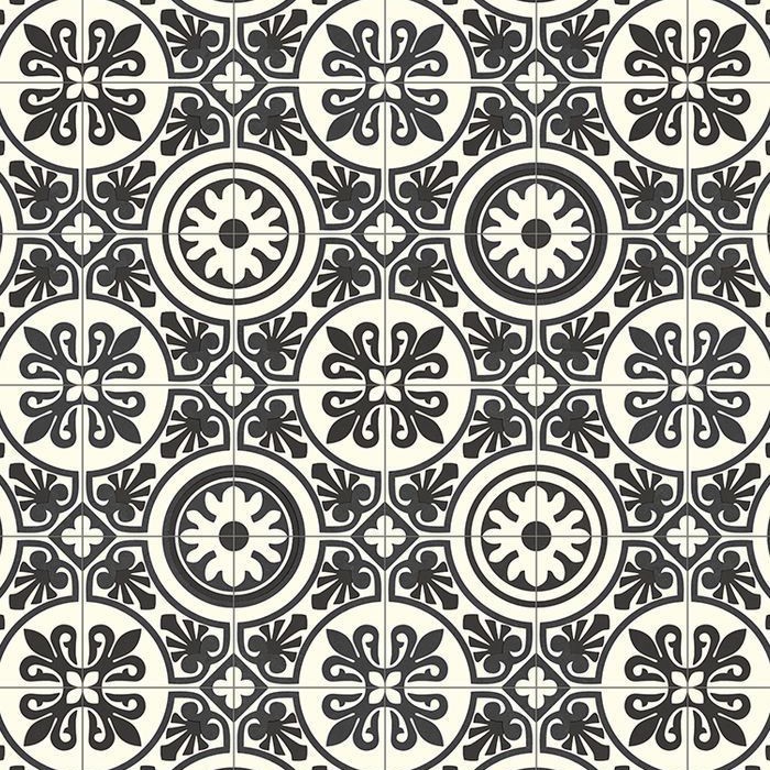 Apariencia del material de Suelo Vinílico en Rollo Hidráulico Blanco y Negro 909 D