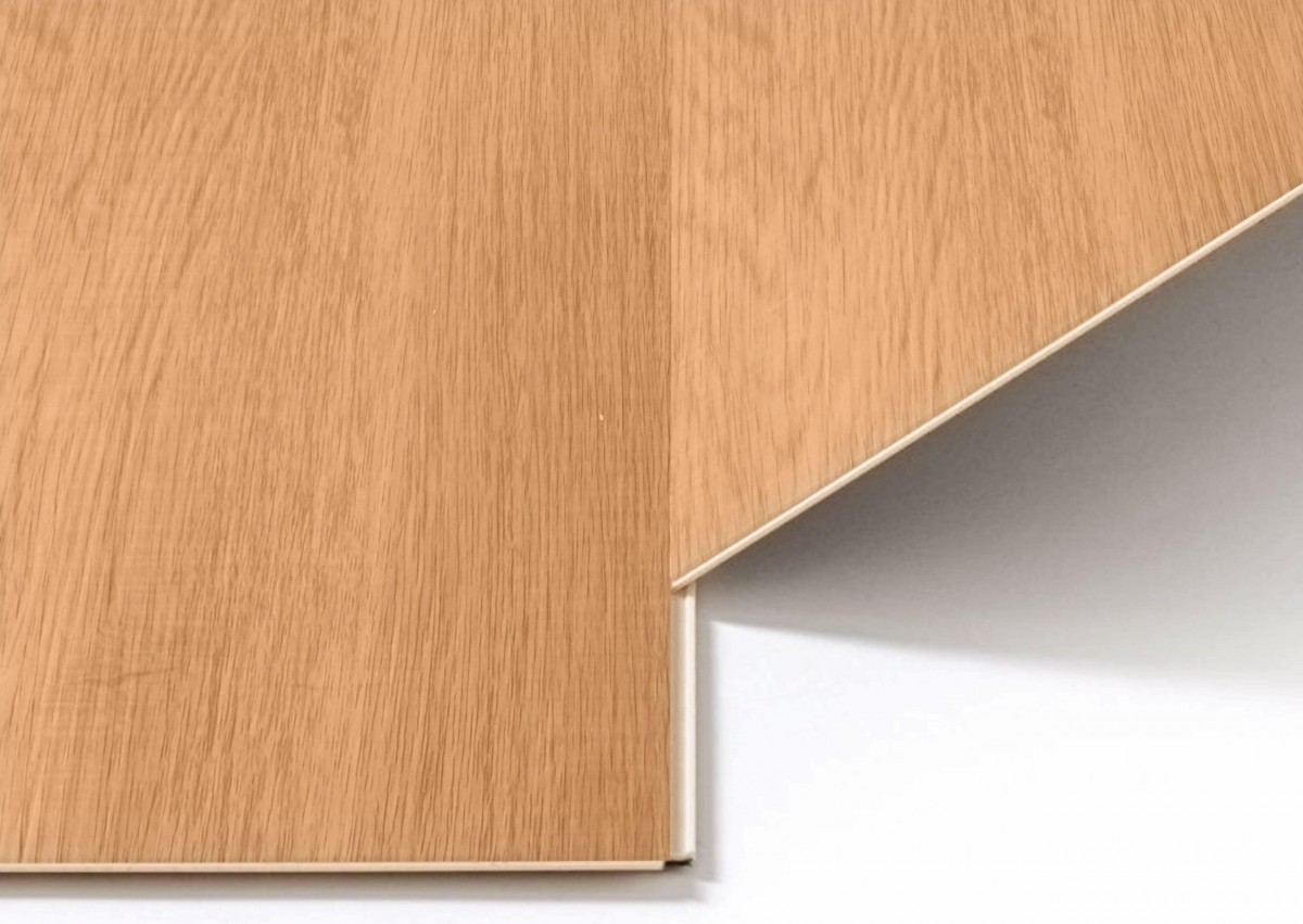 tarima pvc vinílica click roble custard spc click con encuentro entre materiales